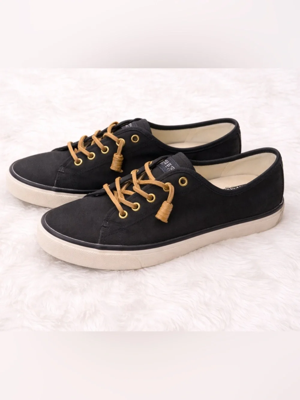 Sperry Top-Sider Black Canvas Sneakers Women’s Size 6 Casual Lace-Up Shoes - Picture 2 of 5